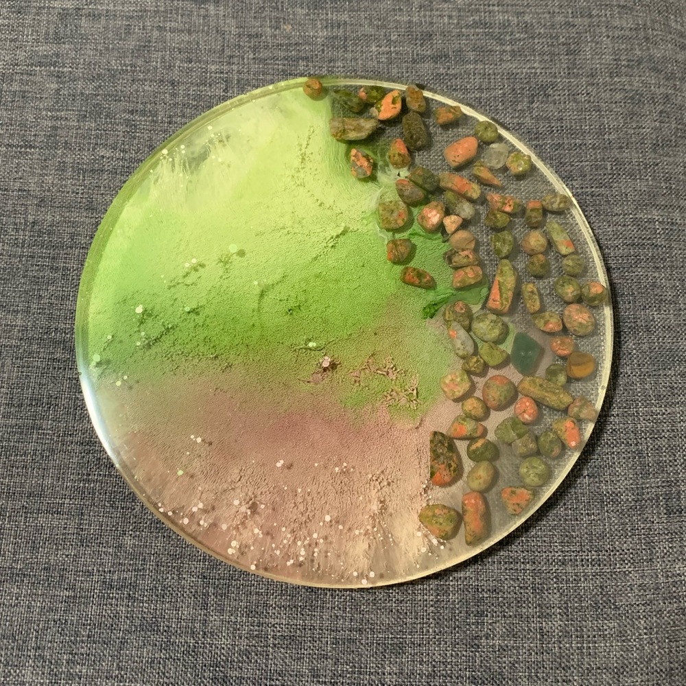 Large Resin Plate with Crystals